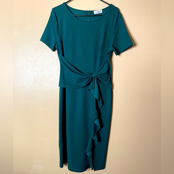 Aisire Dresses & Skirts - AISIZE Women's 50s Vintage Ruffle Peplum Cocktail Pencil Knee Dress.